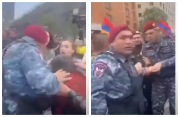 «Красные береты» ударили участвующую в акции протеста бабушку (видео)